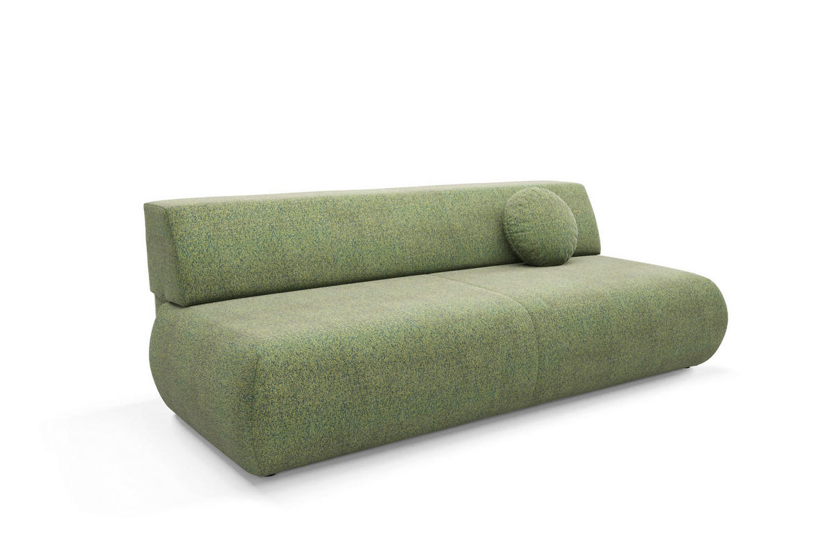 BETTSOFA DELTA Grün Geflochtener Stoff mit Schlaffunktion - Grün, Holz (214/74/100cm) - MASSENO