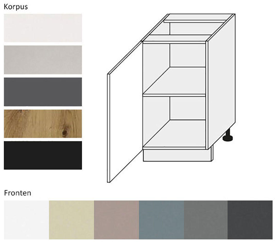 KÜCHENUNTERSCHRANK Kvantum D1D/50 Graphit Matt / Eiche Artisan Matt 50 / 50 / 82cm - Graphitfarben/Eiche Artisan, Holz/Holzwerkstoff (50/82/50cm) - Feldmann-Wohnen
