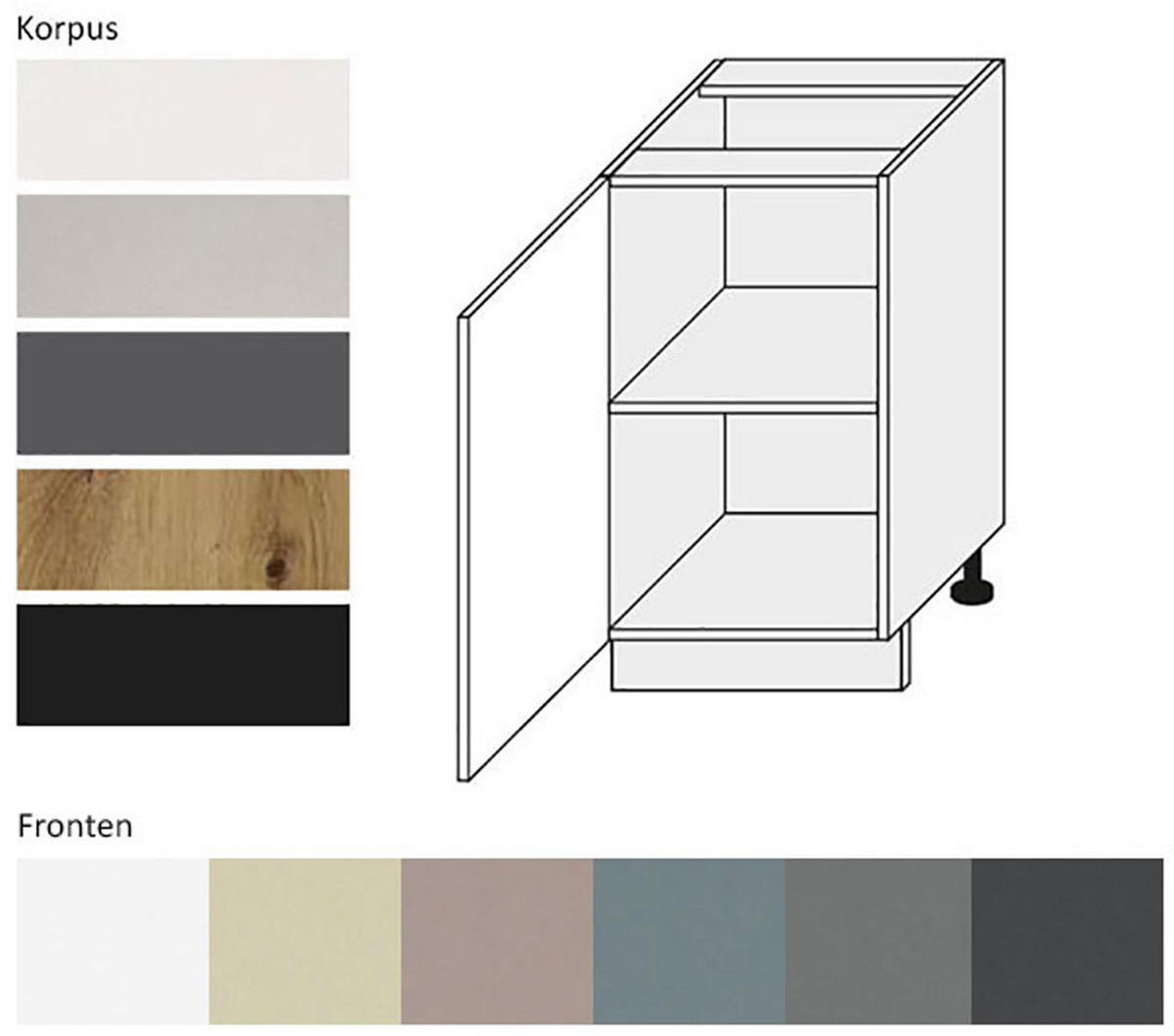 KÜCHENUNTERSCHRANK Kvantum D1D/50 Vanille Matt / Eiche Artisan Matt 50 / 50 / 82cm - Creme/Eiche Artisan, Holz/Holzwerkstoff (50/82/50cm) - Feldmann-Wohnen