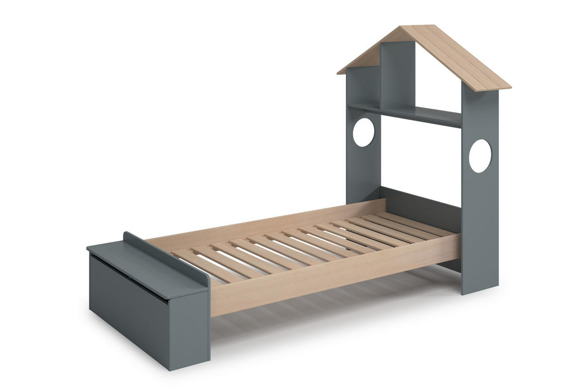 KINDERBETT Odessa Grün 216.5/128.5/153 cm - Grün, Holz (90/190cm) - Calicosy