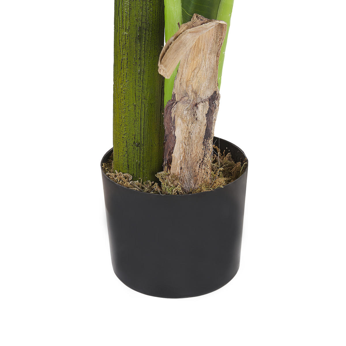 KUNSTPFLANZE im Blumentopf 154 cm Grün/Schwarz Banana Tree - Schwarz/Grün, Kunststoff (154cm) - Beliani