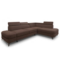 ECKSOFA AVISE Q R-S Braun Boucle-Stoff mit Schlaffunktion - Braun, Holzwerkstoff/Textil (268/195cm) - MASSENO