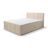 BOXBETT DORIS mit 2 Bettkästen, 160x200, Farbe: Beige, Velourstoff, mit Bonell-Matratze inkl. Topper - Beige, Holz/Kunststoff (160/200cm) - VENASI MÖBEL