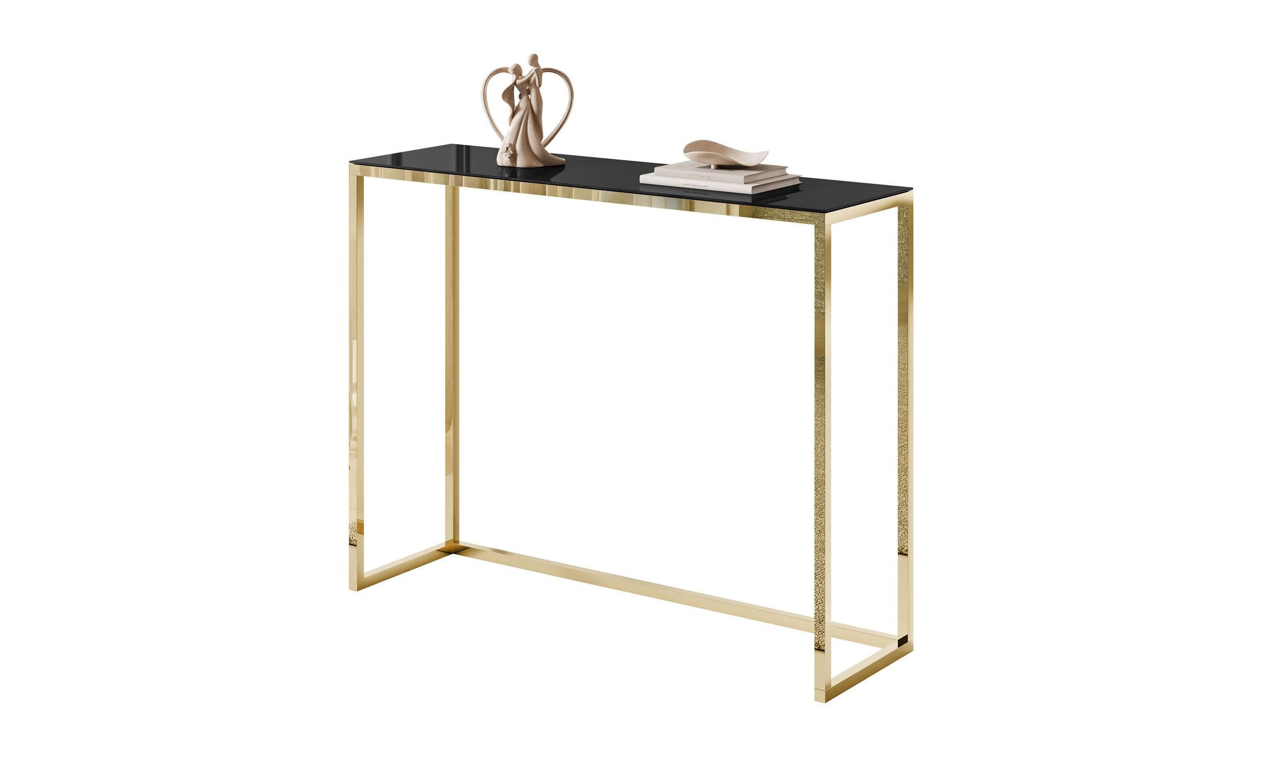 KONSOLE MODERN II GLASS 100/30/79 cm Goldchrom/Schwarz - Goldfarben/Schwarz, Glas/Metall (100/79/30cm) - Lookway