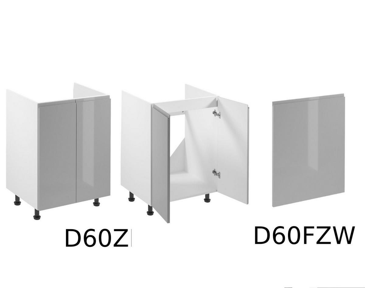 KÜCHENZEILE 340 cm - Aspen KA12-M340- in Grau/Hochglanz - Grau, Holz (340/212/58cm)