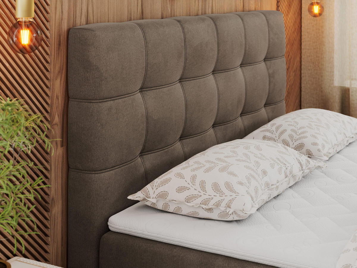 BOXBETT ERNI 120/200 - Braun Velvet - H3 - Braun, Holz/Textil (120/200cm) - MKS