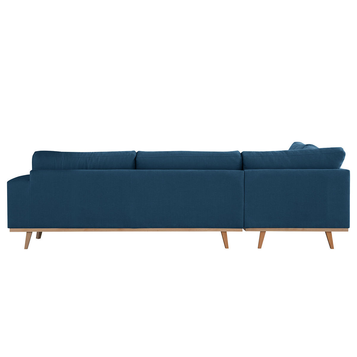 ECKSOFA mit Ottomane - Blau/Buchefarben, Buchenholz/Textil (287/219cm) - home24