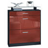 SCHUHSCHRANK Loret Front in Bordeaux Hochglanz - Bordeaux, Holzwerkstoff (89/104/23cm) - Vladon