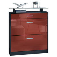 SCHUHSCHRANK Loret Front in Bordeaux Hochglanz - Bordeaux, Holzwerkstoff (89/104/23cm) - Vladon