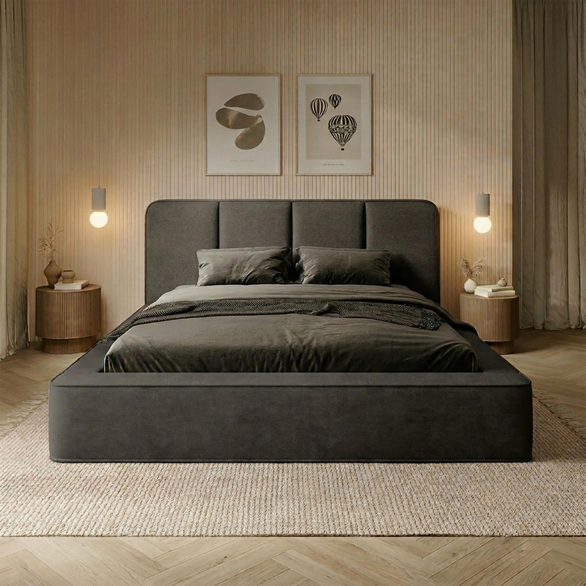 POLSTERBETT RANDELA 180x200 cm, Anthrazit - Anthrazit, Textil (200/180cm) - Fedve