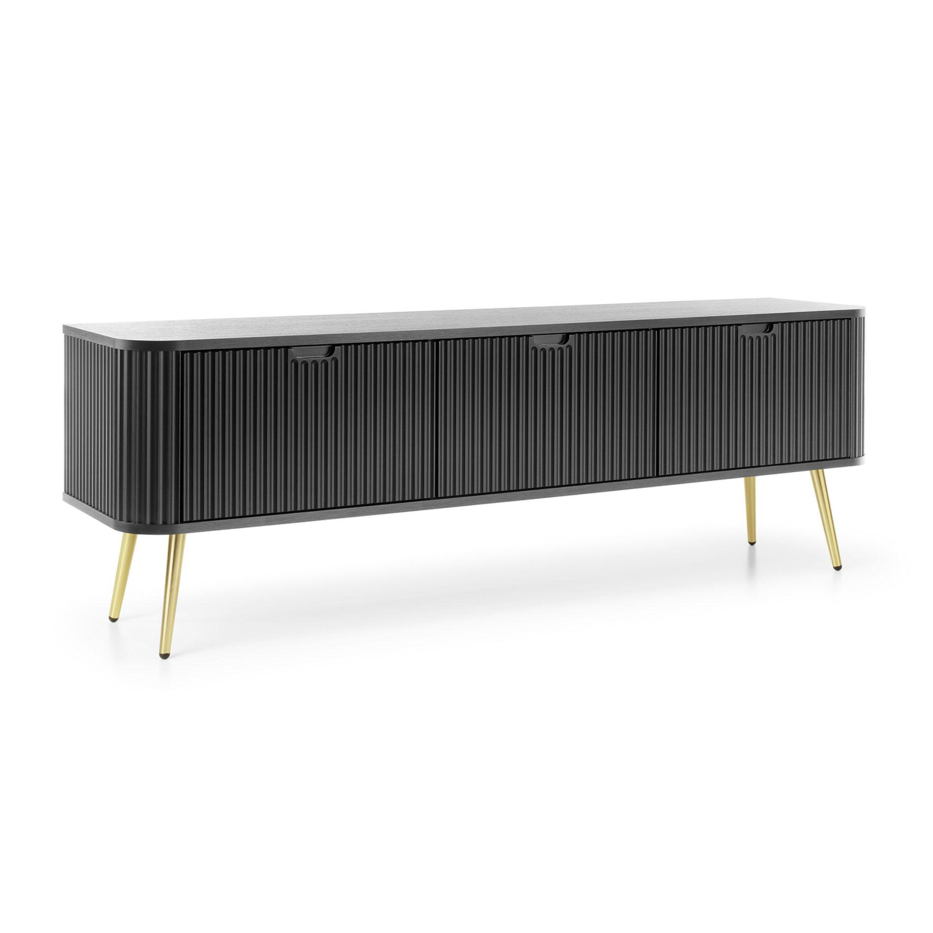 TV-SCHRANK Zova Schwarz mit goldenen Beinen 168 cm - Goldfarben/Schwarz, Holzwerkstoff/Metall (168/56/39cm) - Selsey