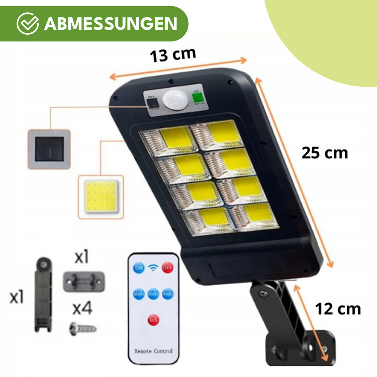 SOLARLAMPE für Außen mit Bewegungsmelder - Schwarz, Kunststoff (4/13/37cm) - KRUMAD