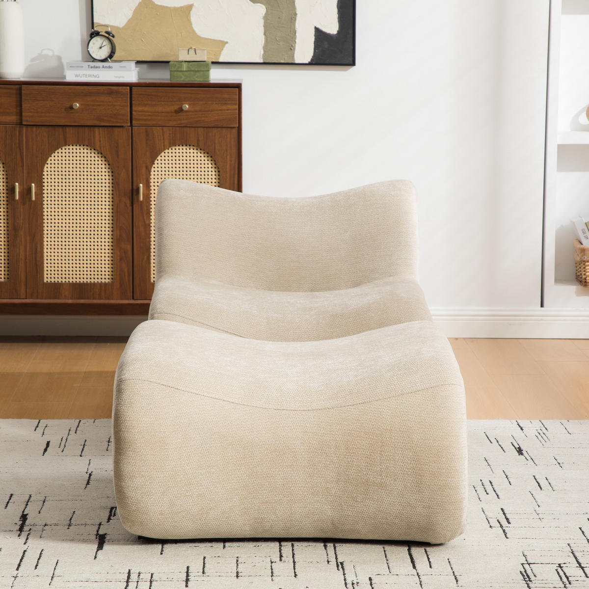 SESSEL DE-35111 mit Ottoman Hellkhaki - Sandfarben, Textil (92/72.5/83cm) - ComfortXL