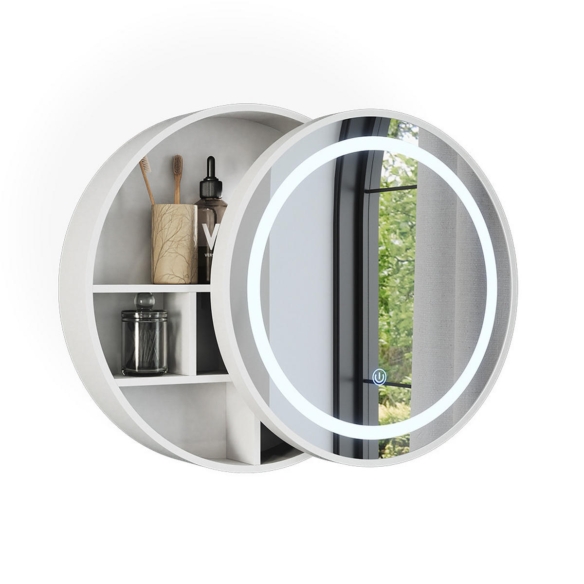 KOUPELNOVÁ ZRCADLOVÁ SKŘÍŇKA Silva Bílá 50 x 50 cm s 5 úložnými prostory - bílá, sklo (50/50/13cm) - Vicco