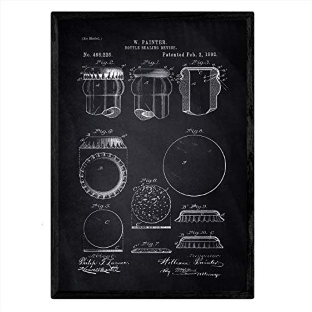 POSTER Patent Vorrichtung Verschlossene Flasche A3 Rahmenlos - Klar, Papier (29.7/5/42cm) - Nacnic