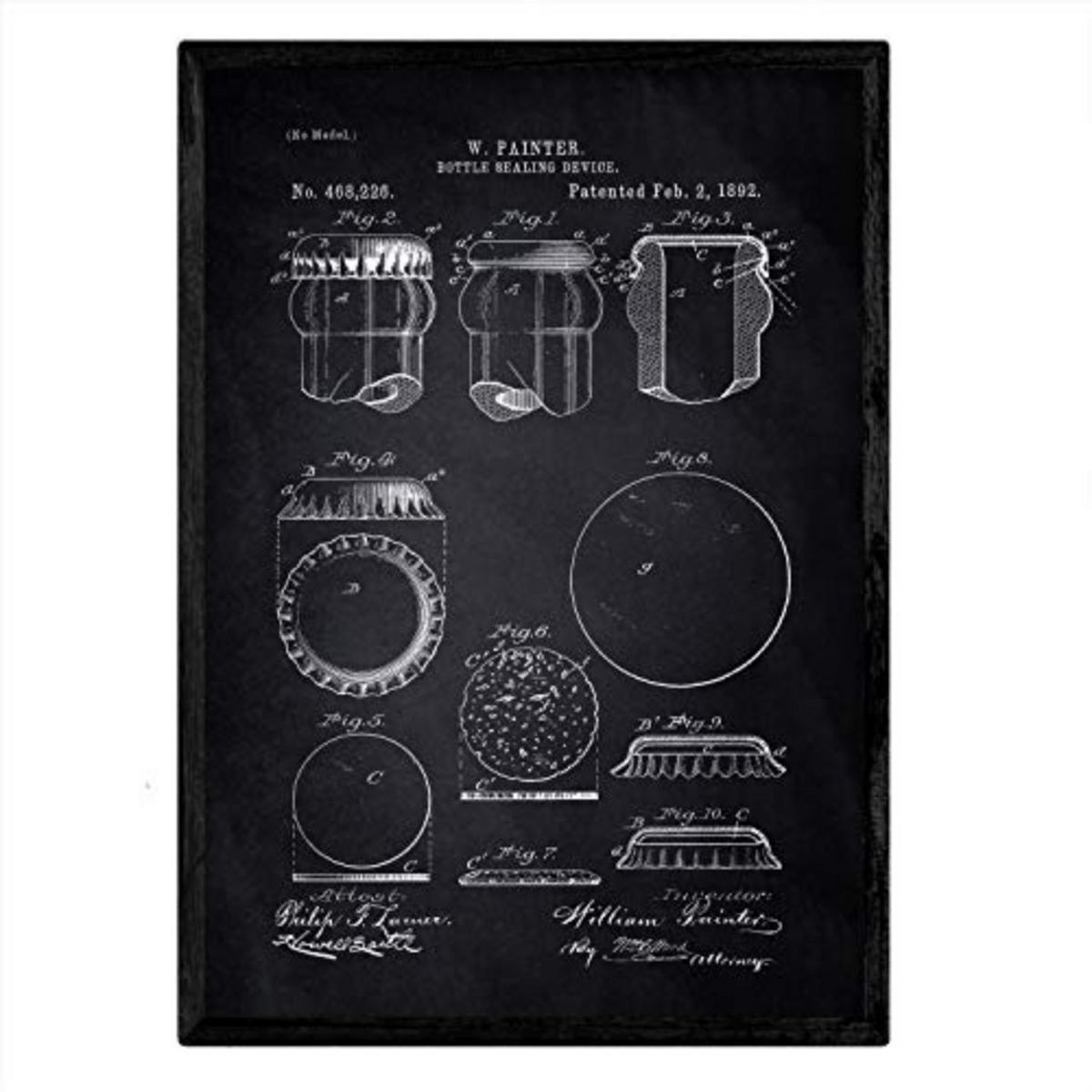POSTER Patent Vorrichtung Verschlossene Flasche A3 Rahmenlos - Klar, Papier (29.7/5/42cm) - Nacnic