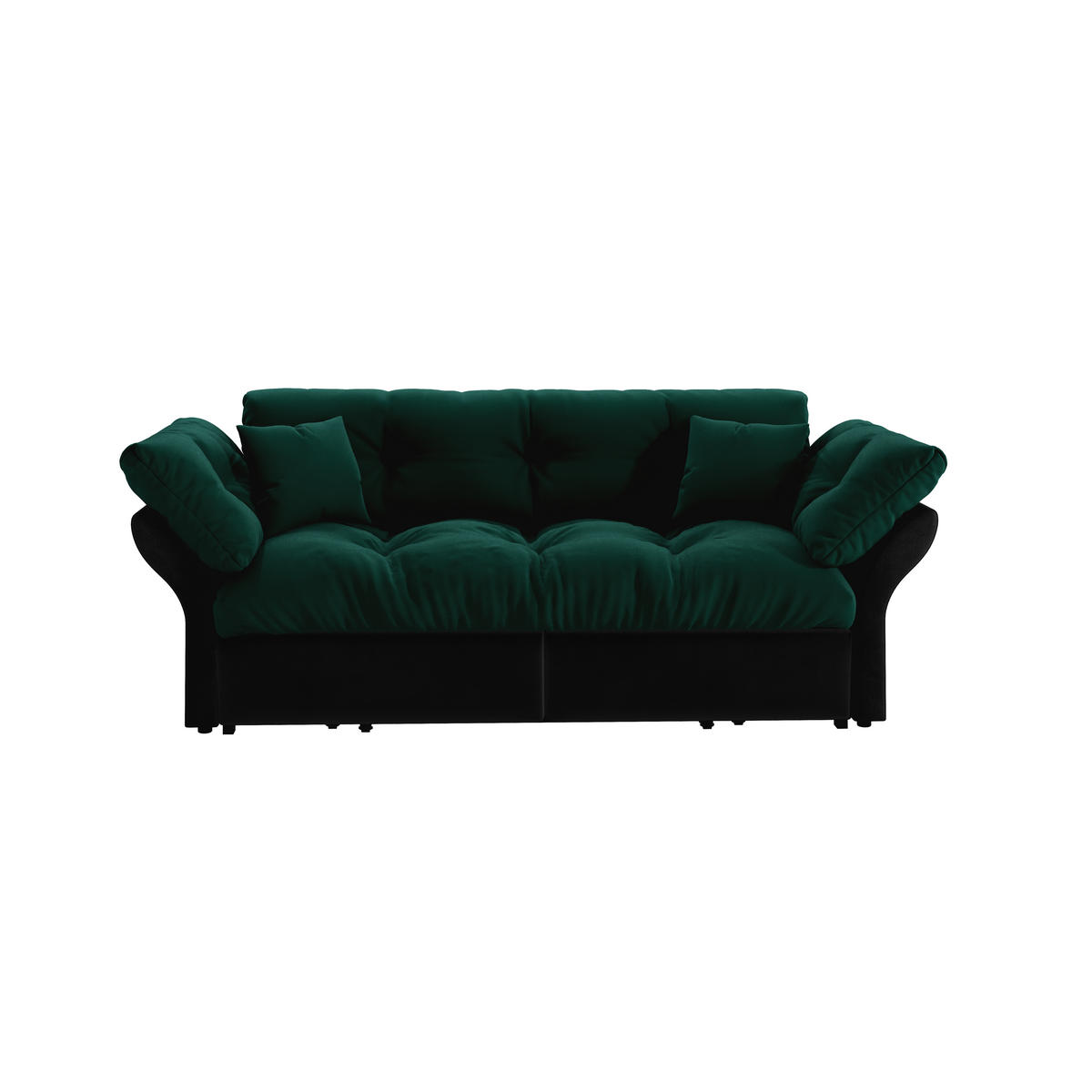 SCHLAFSOFA 190 cm 3-in-1 ausziehbar mit 2 Kissen, DE-34942, Grün - Grün, Metall (190/91/85cm) - ComfortXL