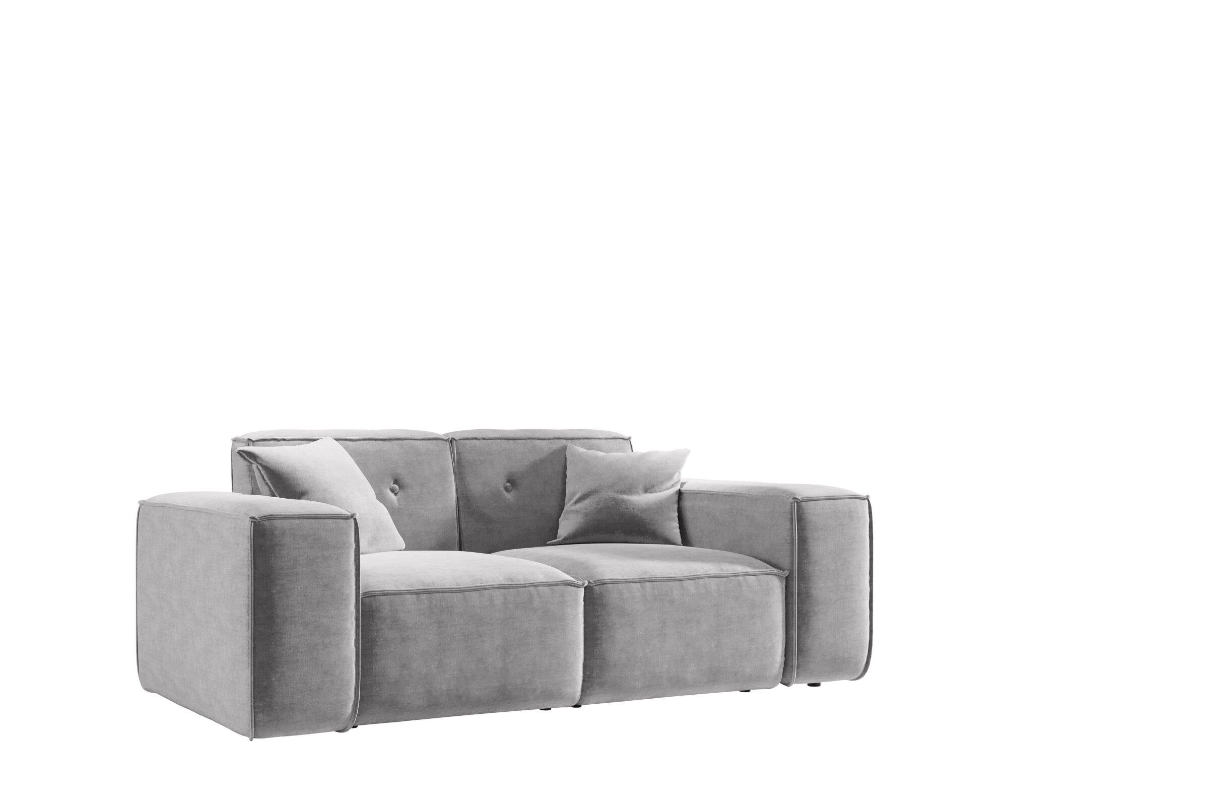 SOFA Zweisitzer Pula Stoff Perfect Harmony Grau - Grau, Holz (186/73/88cm) - Kaiser Möbel