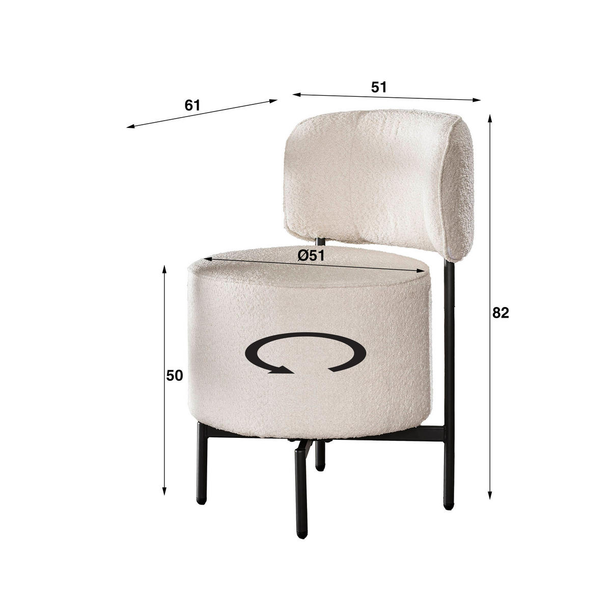 ESSZIMMERSTUHL Cocktail Weiß 61/51/82 cm 2er-Set - Weiß, Textil (51/82/61cm) - Hoyz Collection