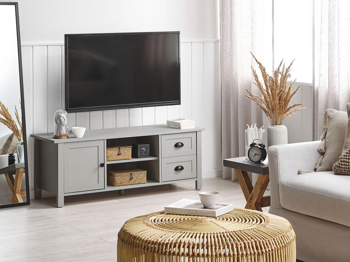 TV-MÖBEL Grau HONOLULU 42/120/46 cm - Grau, Holzwerkstoff (120/46/42cm) - Beliani