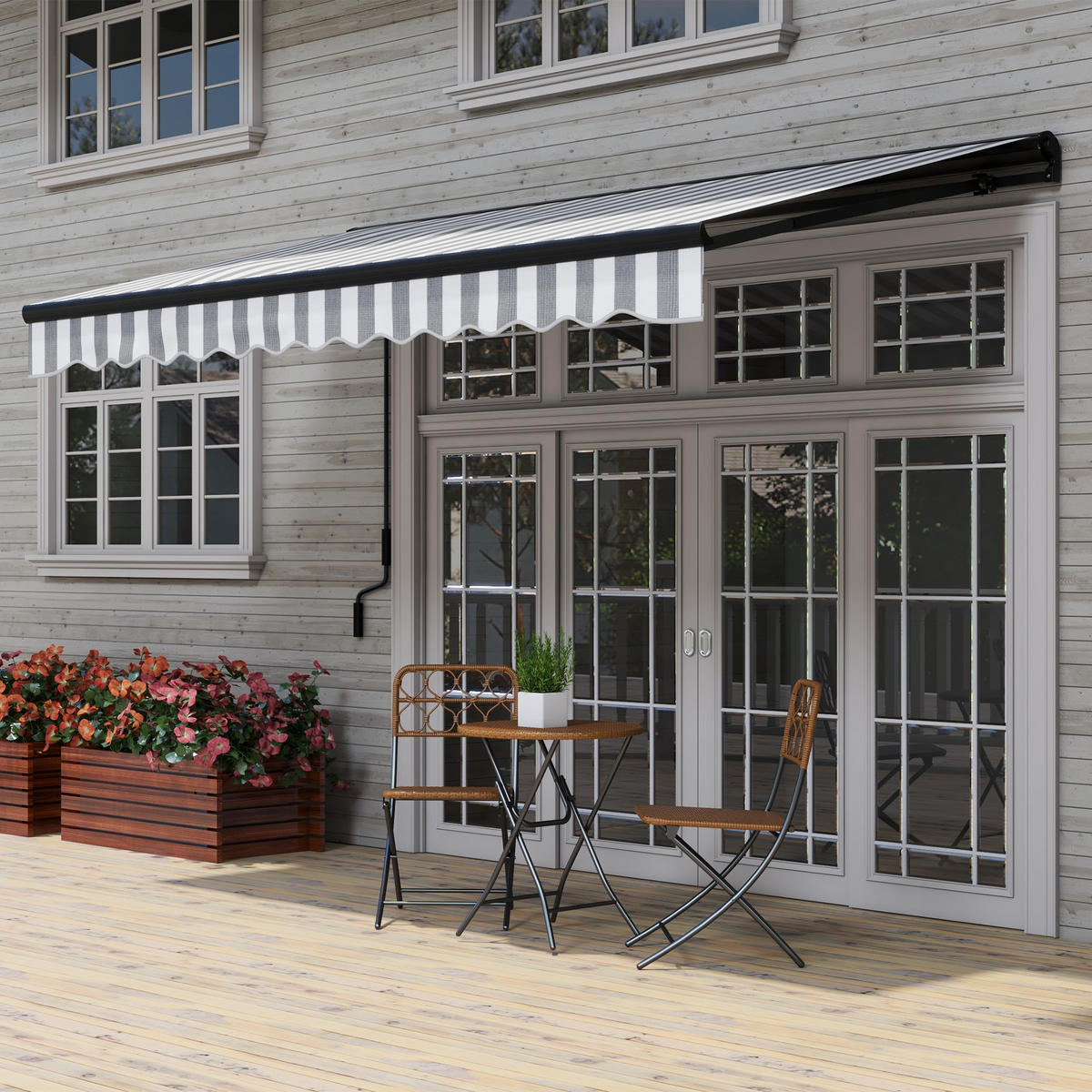 GELENKARMMARKISE elektrisch Balkonmarkise 395 x 250cm Sonnenschutz mit UV-Schutz - Multicolor, Metall (250/150/395cm) - Outsunny