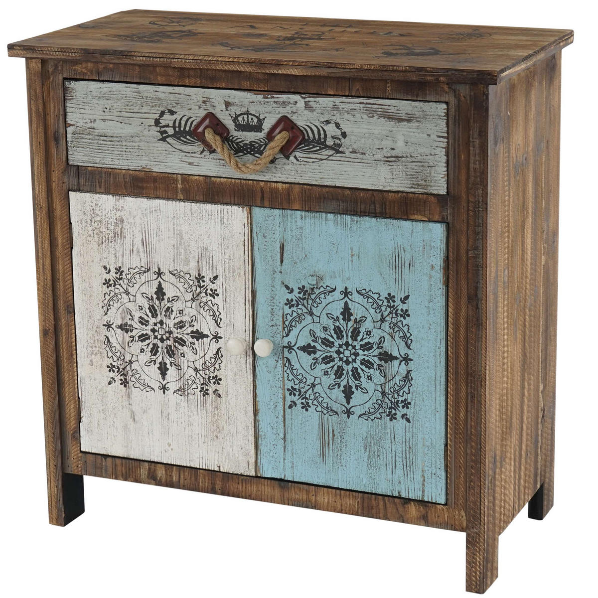 KOMMODE Blau, Weiß - Blau/Weiß, Holz (80/84/40cm) - MCW