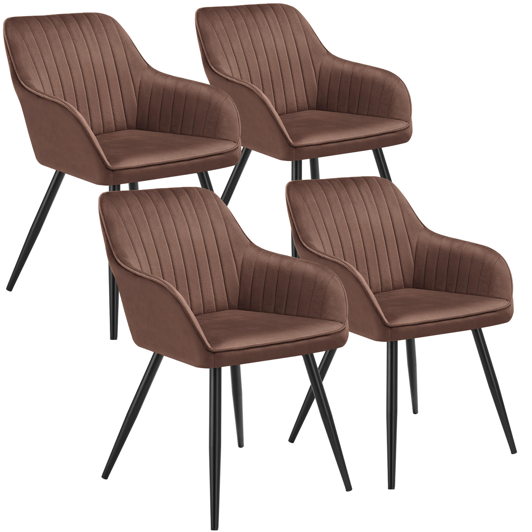 ESSZIMMERSTUHL 4er Set Marilyn 58 x 62 x 82 cm braun/schwarz - Schwarz/Braun, Metall (58/82/62cm) - tectake