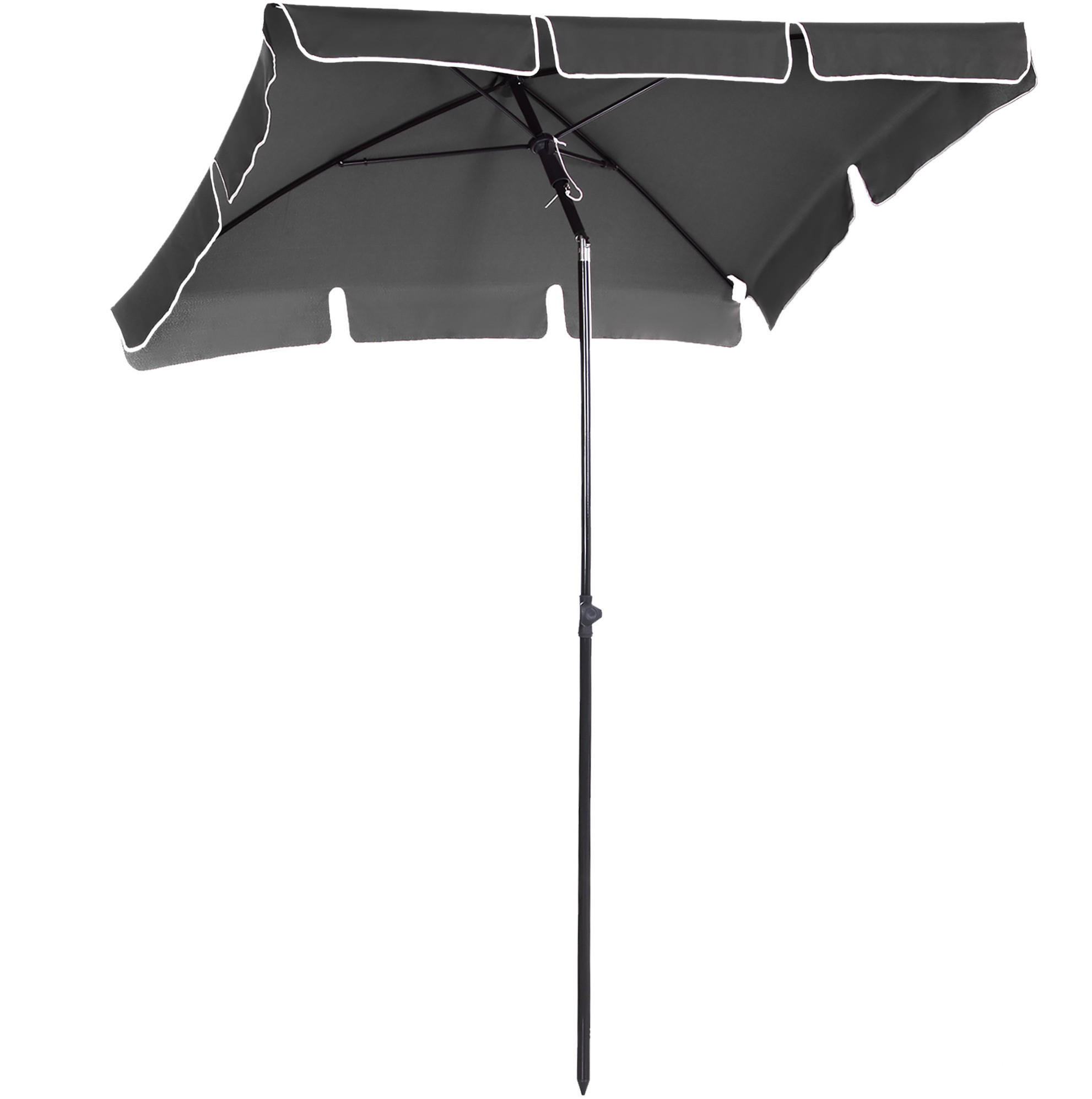 SONNENSCHIRM rechteckig 198/130 cm in Grau mit Neigefunktion - Grau, Metall (130/198cm) - BEAOK