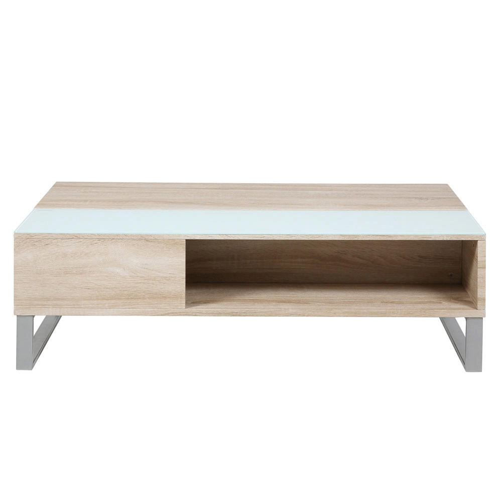 COUCHTISCH Kostrena in Sonoma Eiche 110/60 cm - Beige/Silberfarben, Holzwerkstoff/Metall (110/60/35cm) - Selsey
