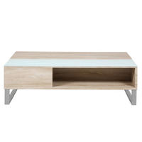 COUCHTISCH Kostrena in Sonoma Eiche 110/60 cm - Beige/Silberfarben, Holzwerkstoff/Metall (110/60/35cm) - Selsey