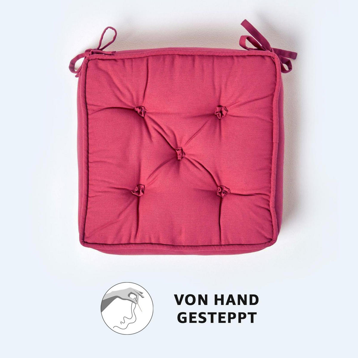 SITZKISSEN rot 40/40/10 cm – Stuhlkissen Baumwolle - Rot, Textil (40/40/10cm) - Homescapes