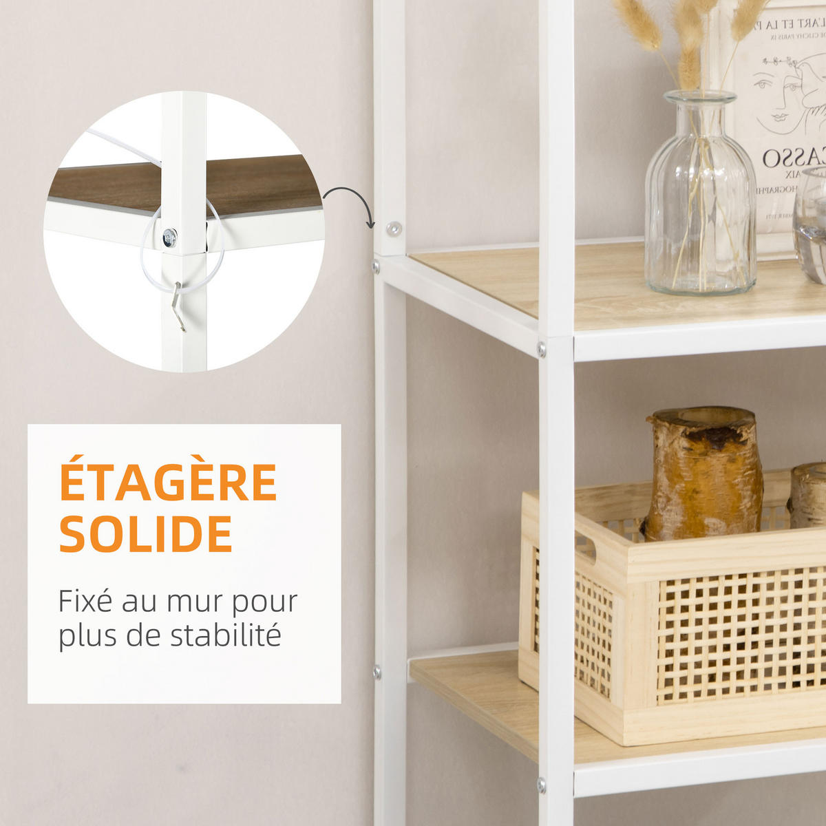 REGAL DE-15502 7 Ebenen, 83/34/180 cm Eiche/Weiß - Eichefarben, Holzwerkstoff (83/180/34cm) - ComfortXL