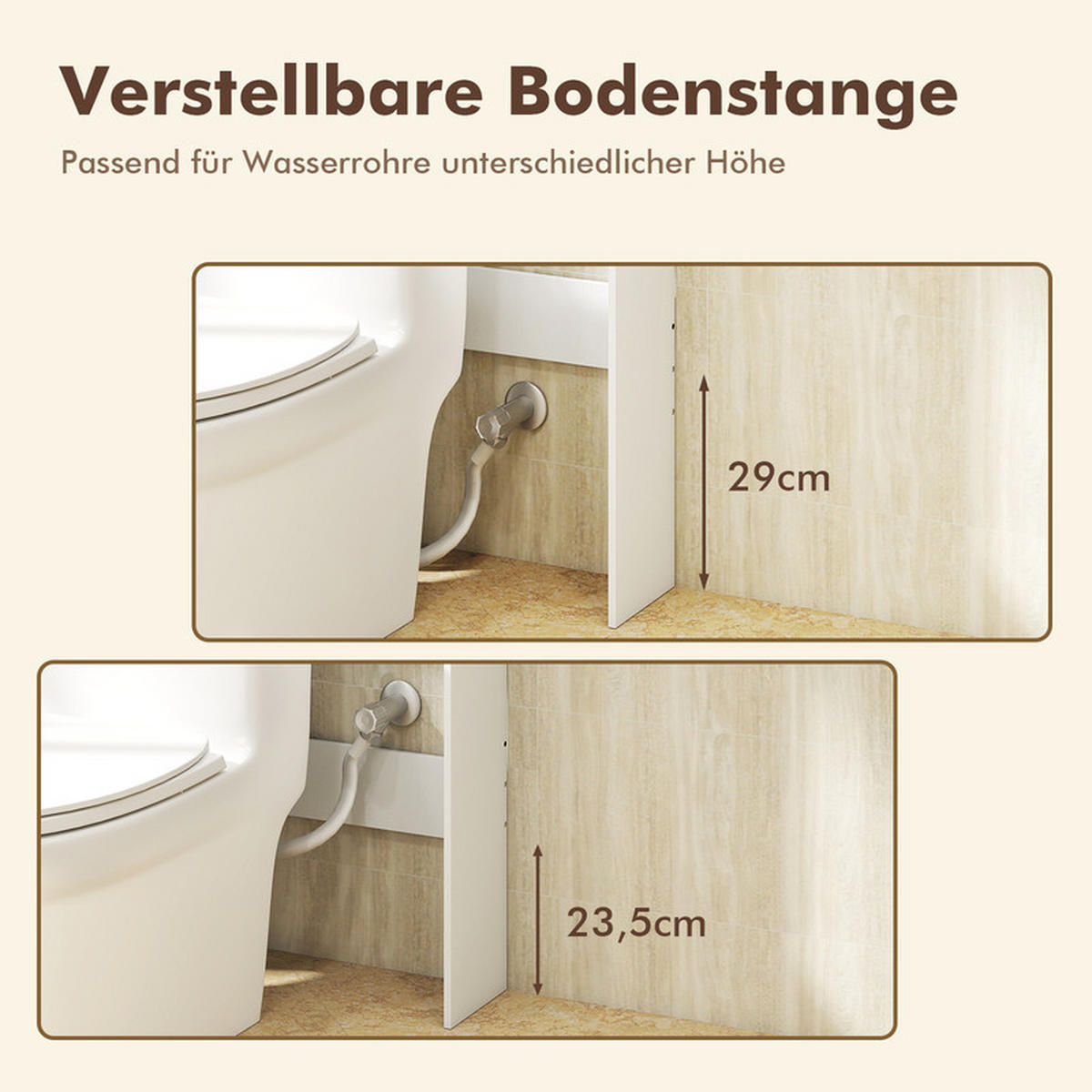 TOILETTENSCHRANK mit Doppeltüren weiß - Weiß, Holzwerkstoff (81.5/172.5/19.5cm) - COSTWAY