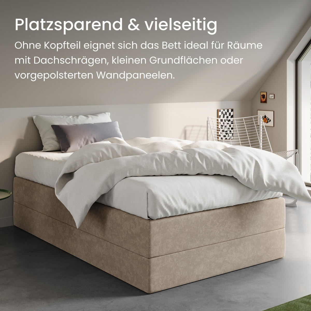 BOXSPRINGBETT mit Bonnell Matratze, 160 x 200 cm, in Beige - Beige, Naturmaterialien (160/200cm) - Home Collective