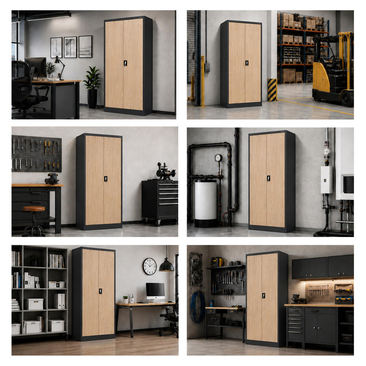 BÜROAKTENSCHRANK JAN 185 x 90 x 40 cm - Anthrazit/Sonoma Eiche, Metall (90/185/40cm) - Jan Nowak