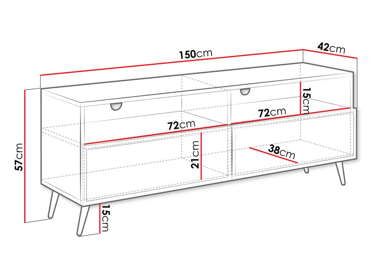 TV-ELEMENT Temerra 2K - Beige/Goldfarben, Holzwerkstoff/Metall (150/57/42cm) - MIRJAN24