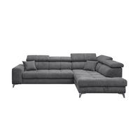 ECKSOFA mit Schlaffunktion und Bettkasten, Luxus-Mikrofaser - Anthrazit/Schwarz, Textil/Metall (198/282cm) - ed exciting design