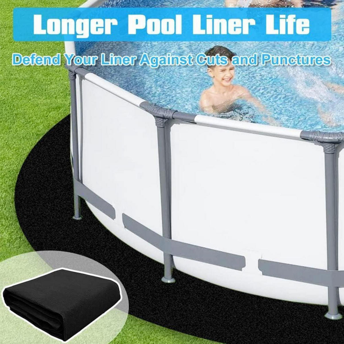 POOL Bodenplane Rund 4 m Filz - Schwarz, Textil (400/400cm)
