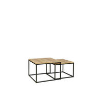 COUCHTISCH Abelia 2er Set - Artisan + Schwarz - Schwarz/Eiche Artisan, Holzwerkstoff (70/70/49cm) - Möblo