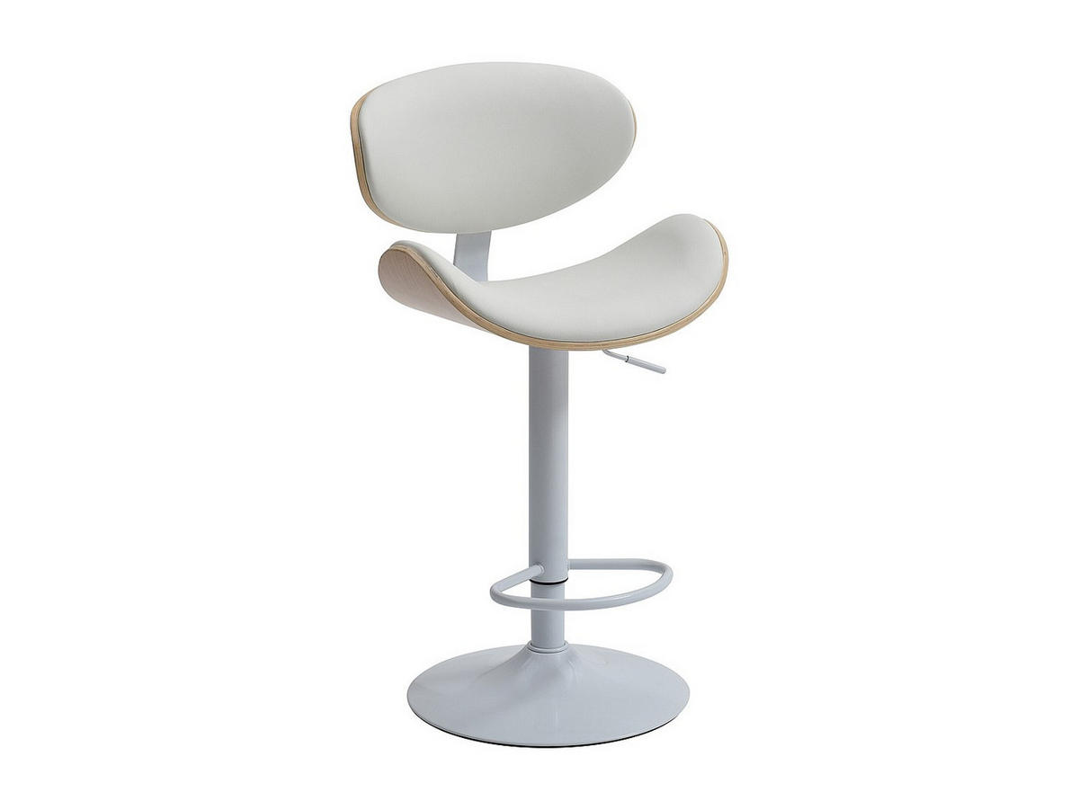 BARHOCKER - 49.5cm x 46cm - Kunstleder - naturfarben hell, weiß - MONTENEGRO - Naturfarben, Leder (49.5/111/46cm) - Vente-Unique