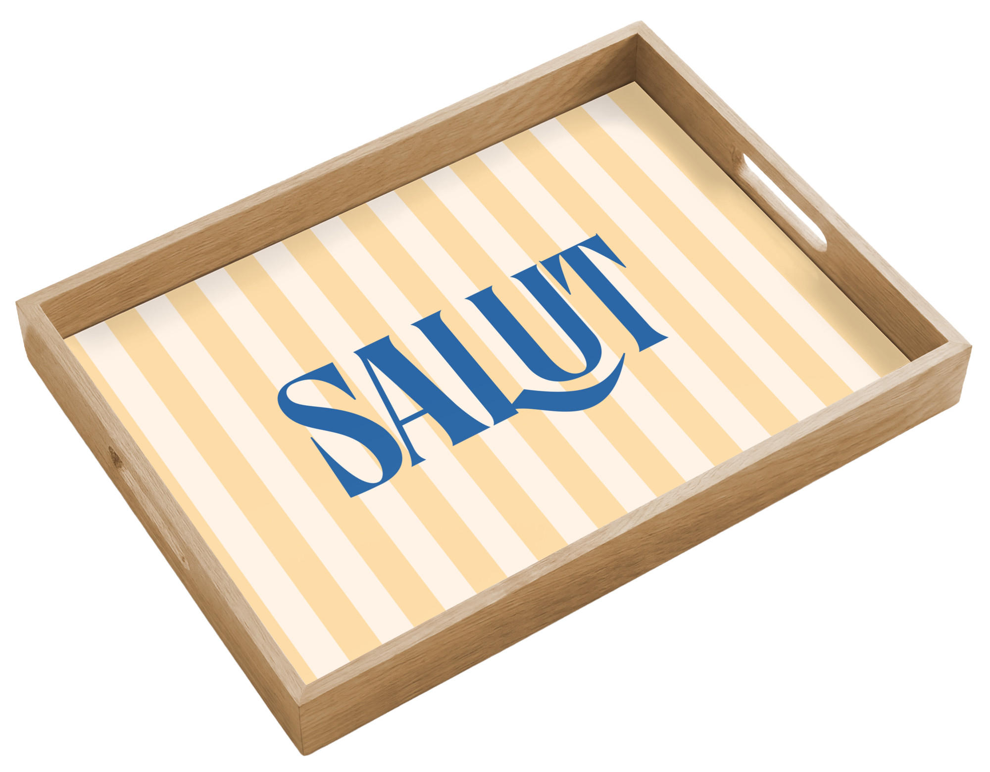 OnlyWow SERVÍROVACÍ PODNOS Salut - Citát - Pruhy - Žlutá - Modrá - Bílá 50x35 cm