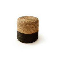 JUTE-POUF handgefertigt Jutta Hellbraun/Schwarz 40x40x40 cm - Hellbraun/Schwarz, Textil (40/40/40cm) - benuta Pure