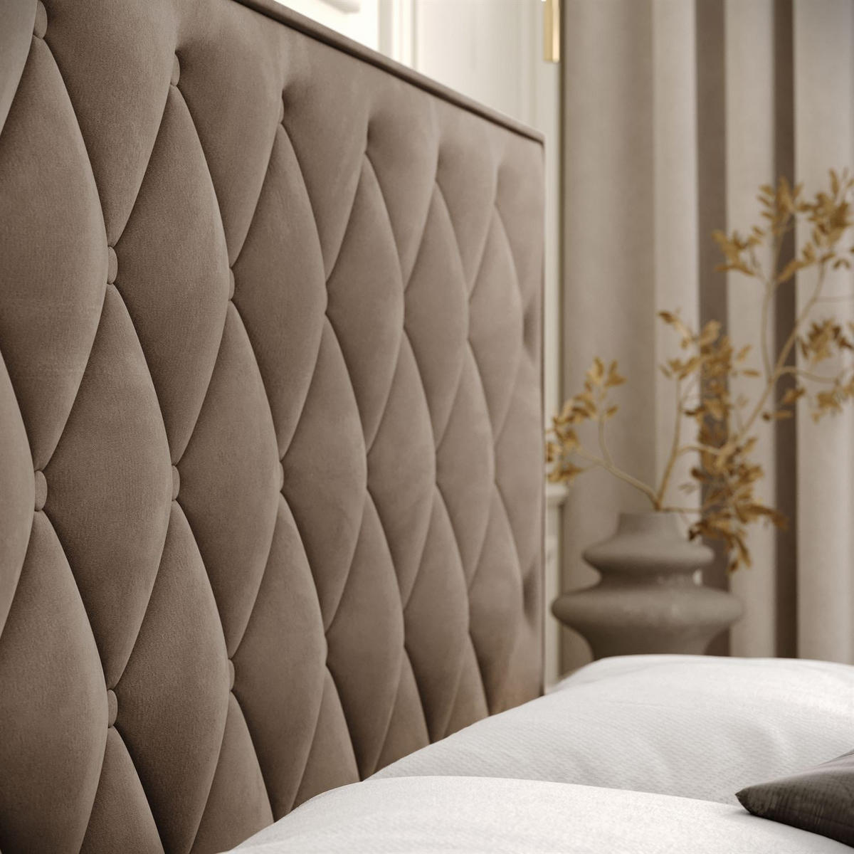 BOXSPRINGBETT INEZ mit Bettkasten mit Topper 140x200 cm Royal Velvet 176 - Beige, Textil - Lookway