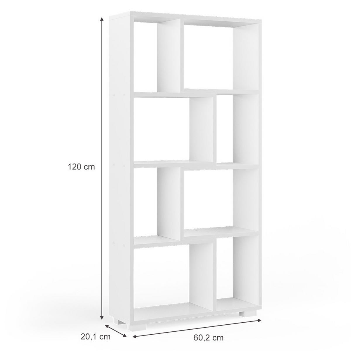 RAUMTEILER Domus Weiß 60.2 x 120 cm 8 Fächer - Weiß, Holzwerkstoff (60.2/120/20.1cm) - Vicco