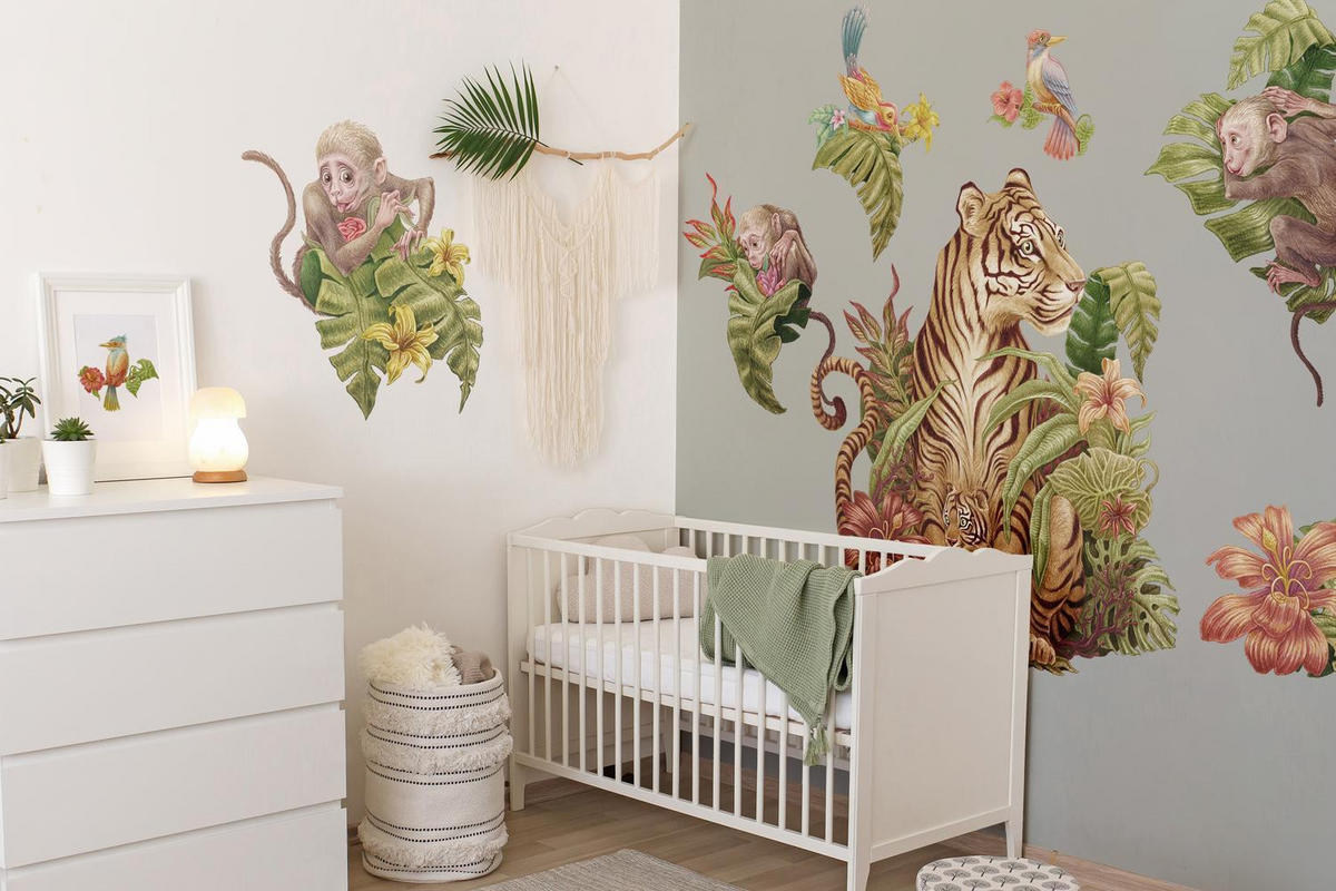 WANDAUFKLEBER 60x80cm - Dschungelsafari - Multicolor, Kunststoff (60/80/0.1cm) - Wallfluent