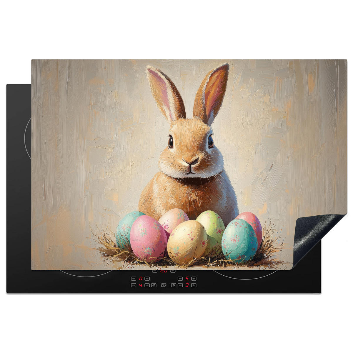 HERDABDECKPLATTE Osterhase - Pastell - Eier Ceranfeldabdeckung 78x52 cm - Beige, Kunststoff (78/52/0.2cm) - MuchoWow