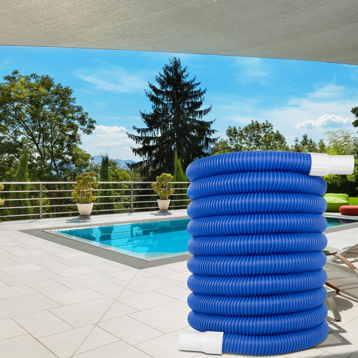 POOLSCHLAUCH - Blau, Kunststoff (3.2cm) - Relaxdays