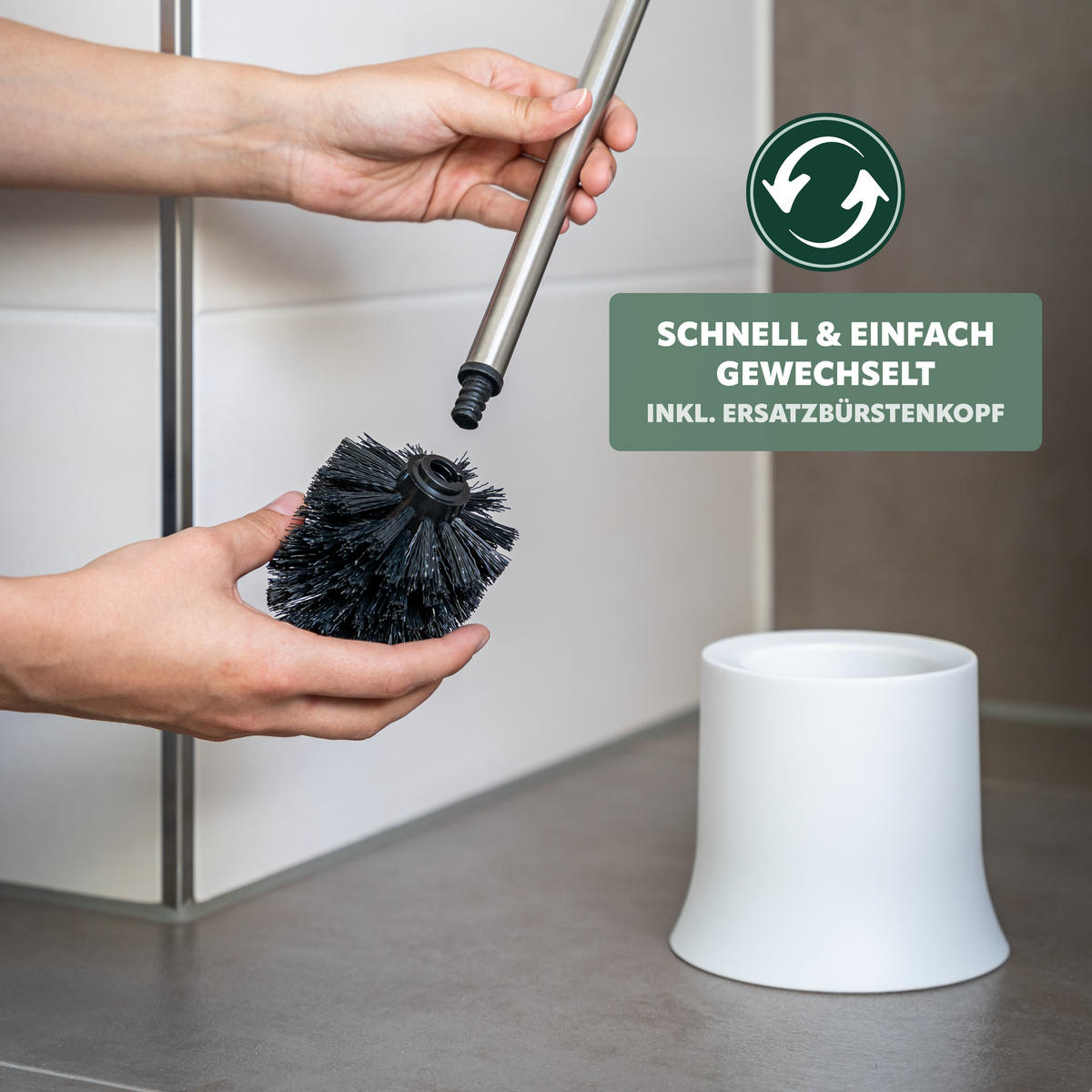 WC-BÜRSTENHALTER, weiß, Kunststoff - Weiß, Kunststoff (13.7/37.5/13.7cm) - bremermann