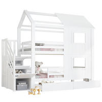 ETAGENBETT 90/200 cm Weiß mit Treppenschrank und Schublade ohne Matratze - Weiß, Holz (90/200cm) - MIVRAY