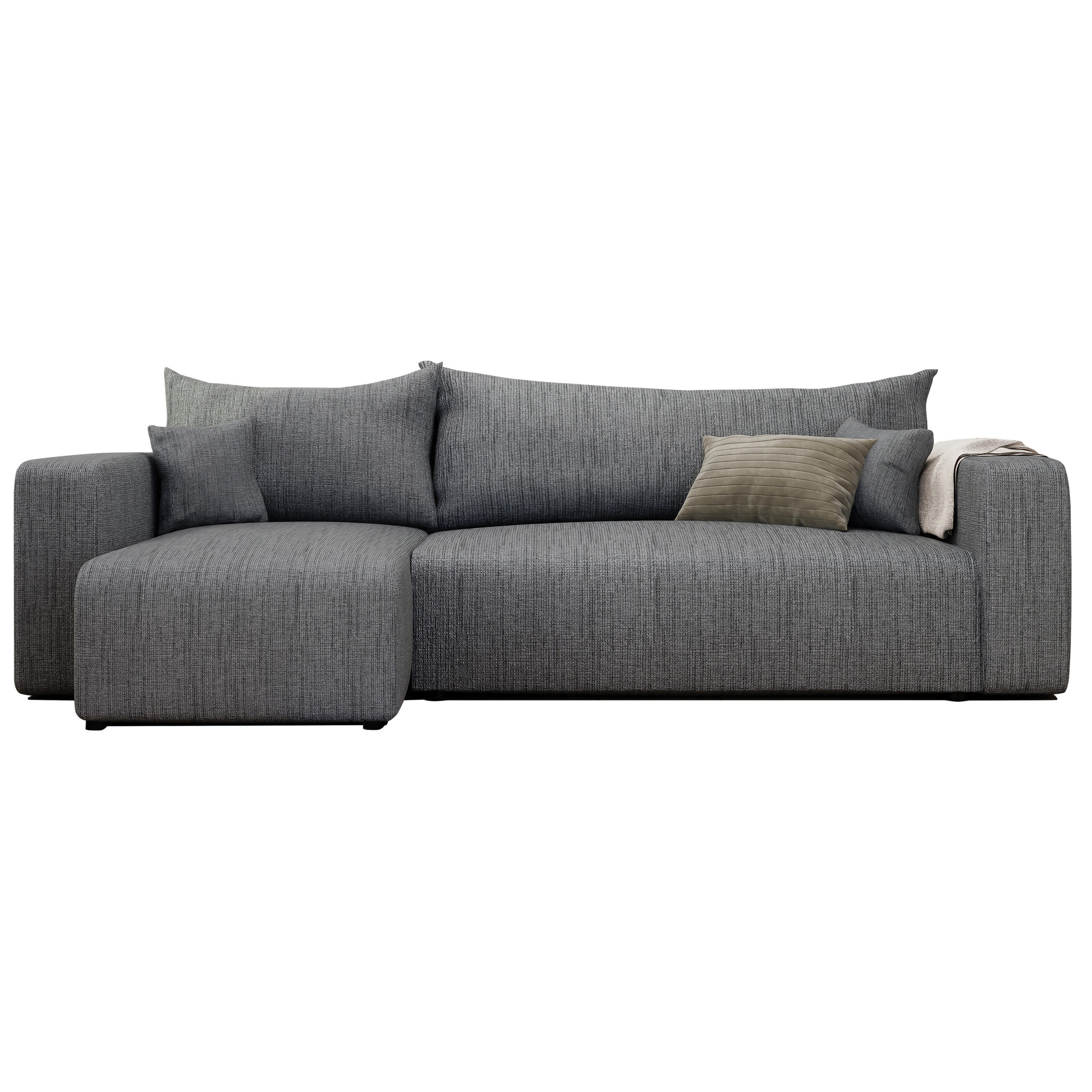 ECKSOFA Grau Webstoff mit Bettkasten - Grau, Textil (248/145cm) - Idohome